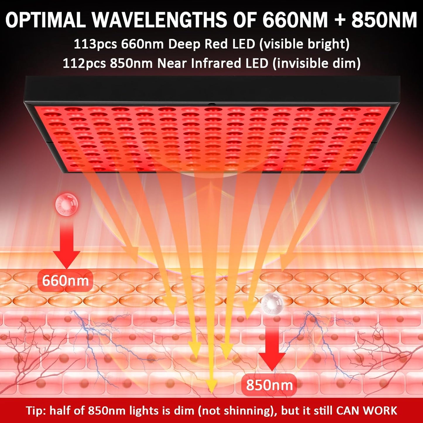 12 Squard Red Light Therapy for Face and Body, Adjustable Height Stand, 660Nm Red Light Therapy & 850Nm Infrared Light Therapy Device, Skin